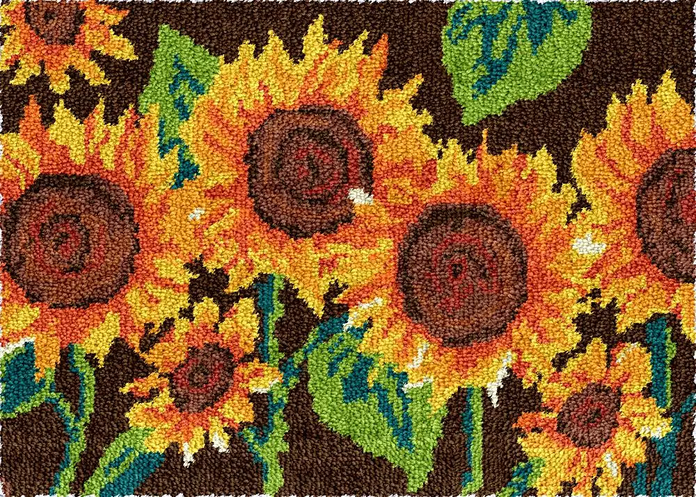 

Sunflowers Latch Hook Rug Kits DIY Crochet Yarn Hooking Adults Kid embroidery set plastic canvas Tapestry needle arts and crafts