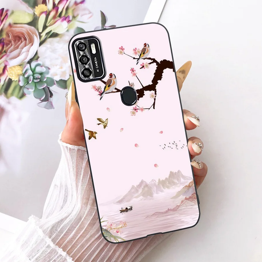 Floral Soft Black Silicone Bumper Phone Cover