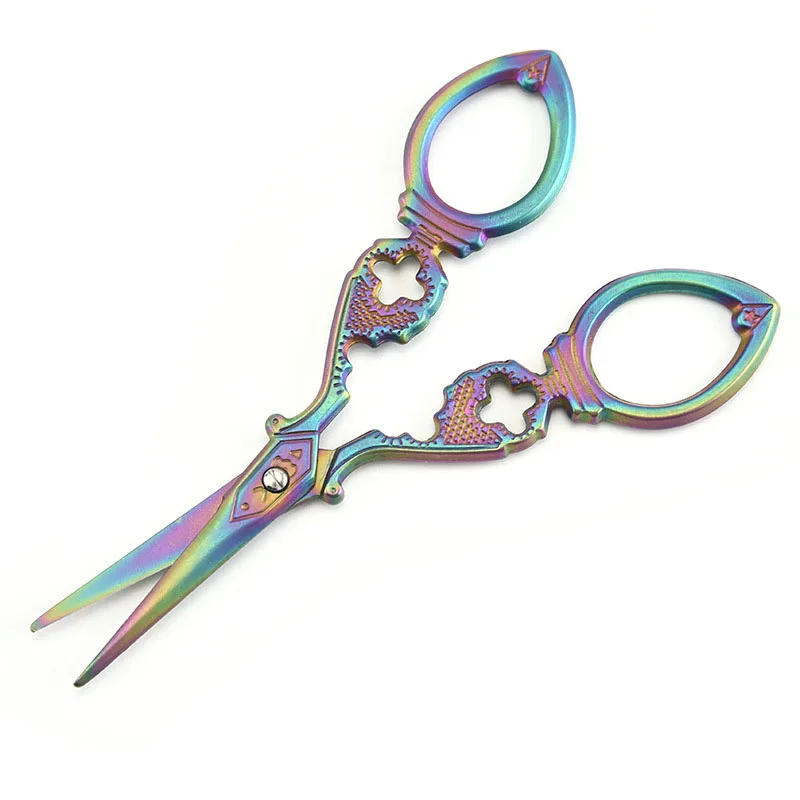 1PCS Vintage Cloth Paper Tailor Shears Household Stainless Steel Antique EDC Utility Scissors Golden Bronze Clothing Accessories 3