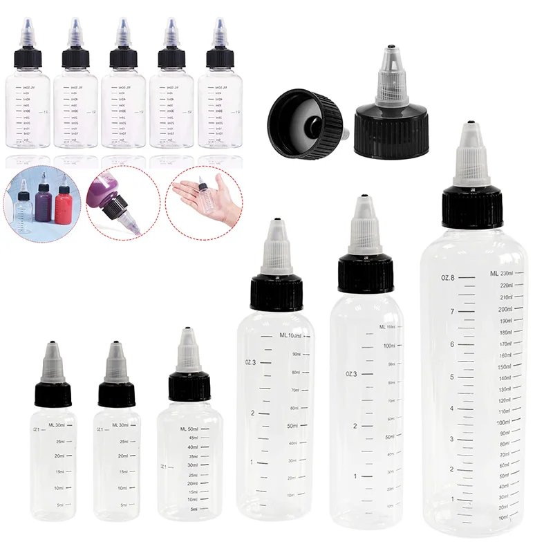 1pcs 30ml-500ml Empty Plastic Dispensing Bottles Twist Top Cap Round Bottles with Graduated Squeeze Container for Crafts Kitchen
