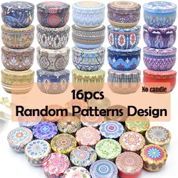 Versatile Set of 16 Decorative Round Candle Tins with Lids for Crafting, Storage, and More (16pcs - Color Random)