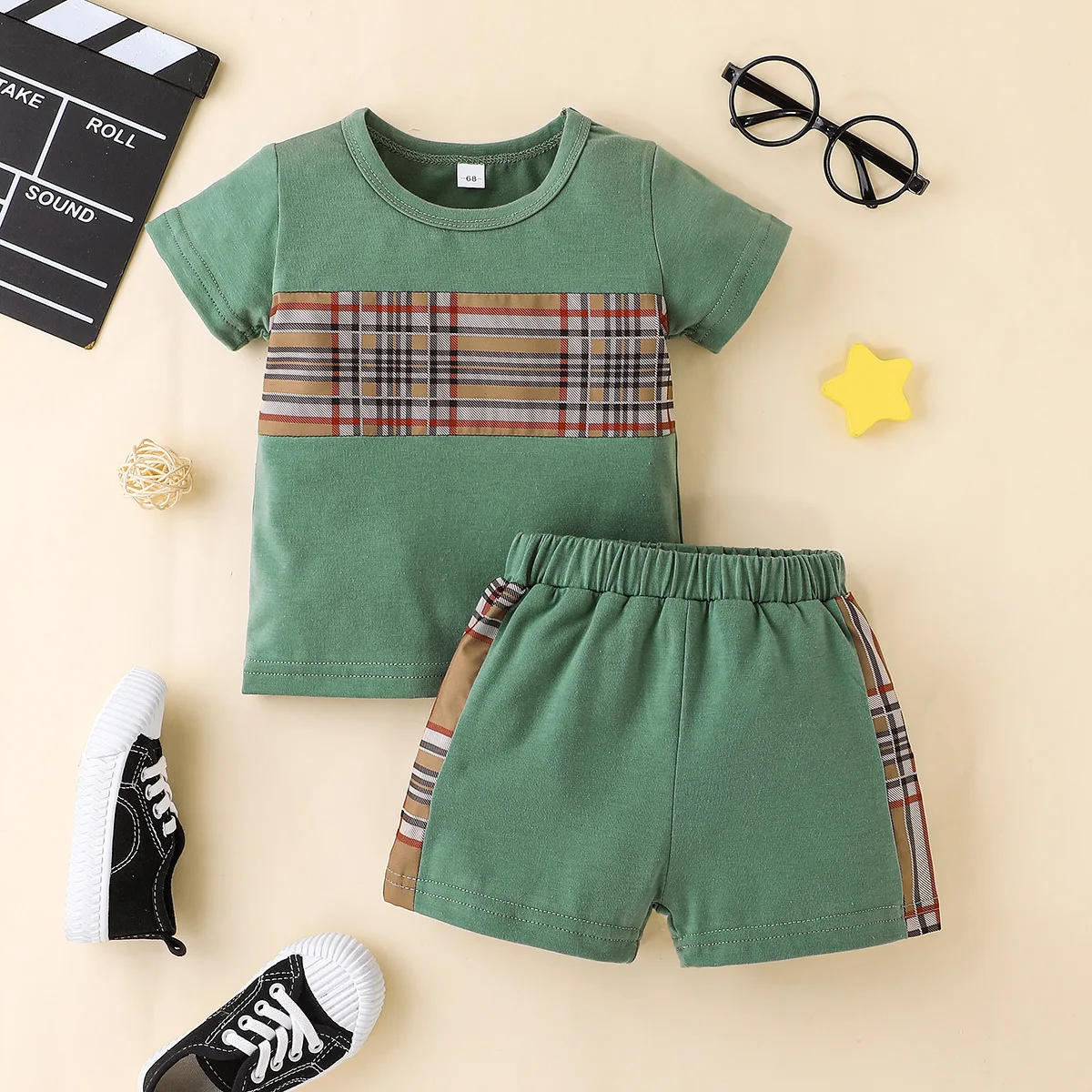 

Korean Version of Fashion Casual Children's Baby Summer Short Sleeve T-shirt + Shorts 2 Sets Baby Boy Clothes New Born Baby Sets