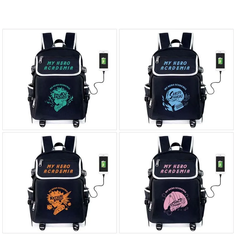 

Anime Peripheral Kawaii My Hero Academia Y2K New Student School Bag Printed Backpack Large Capacity Usb Charging Travel Bag Gift