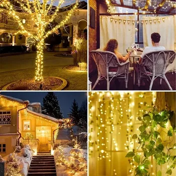 Fairy Lights Solar Garden Lights String Lights with 8 Modes Waterproof Wire Lights for Patio Yard Trees Christmas Party 5