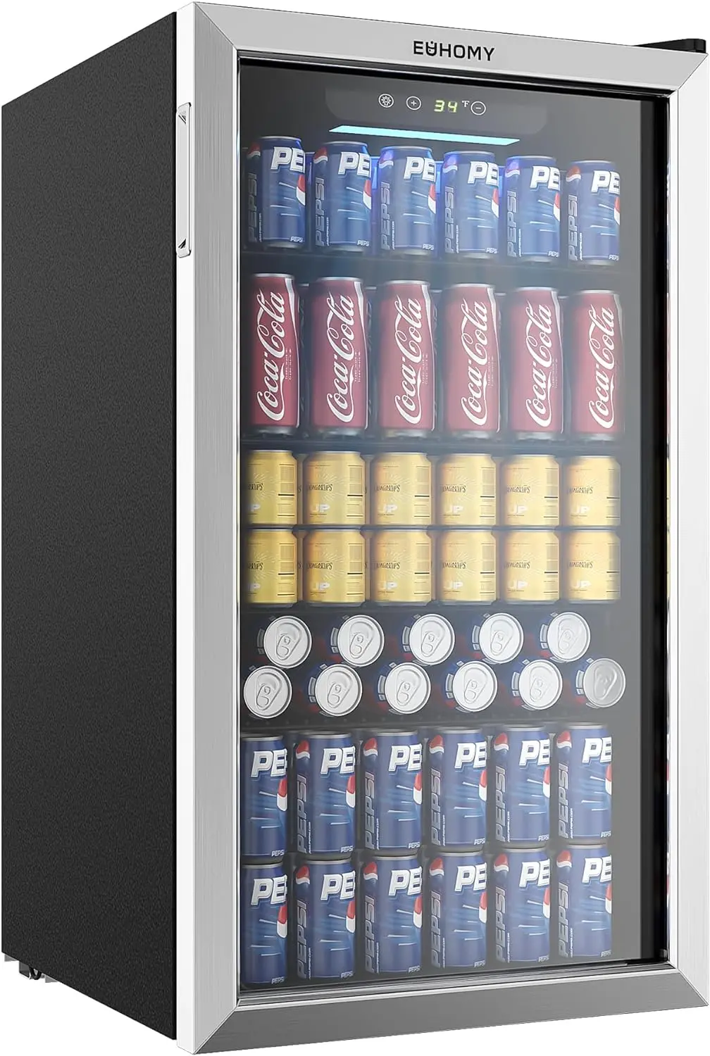 

Beverage Refrigerator and Cooler, 126 Can Mini Fridge W/ Glass Door, Small Refrigerator Adjustable Shelves for Soda Beer or Wine