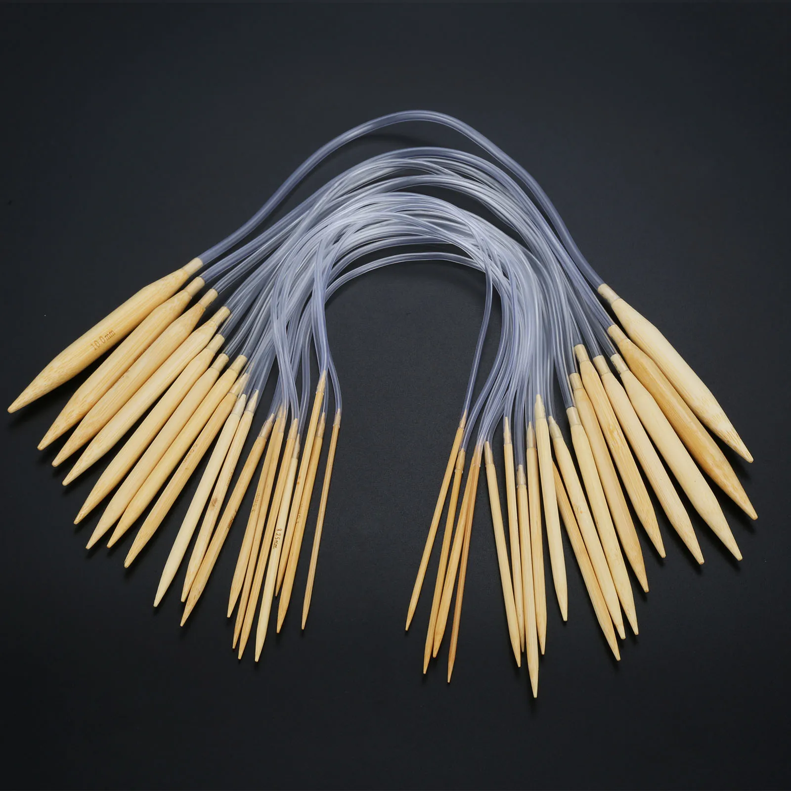 

18Pcs/Set 40/60cm Durable Plastic Tube Bleached Bamboo Circular Knitting Needle DIY Hand Sewing Tools 2-10mm Useful