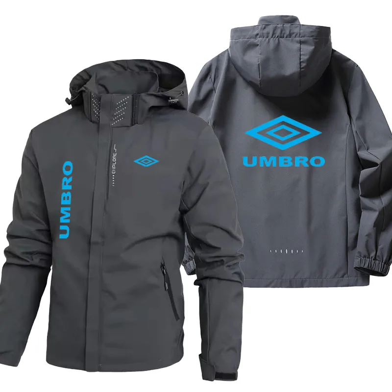 UMBRO メンズ防水防風ジャケット（2026年新モデル）-帽子取り外し可能-アウトドア登山・旅行用ジャケット