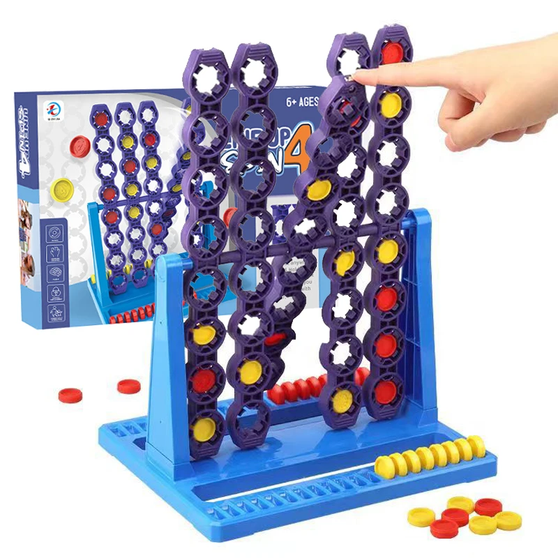 Children Educational Toys 3D Rotating Four Chess Board Game Logical Thinking Training Travel Activities Parent-Child Brain Games