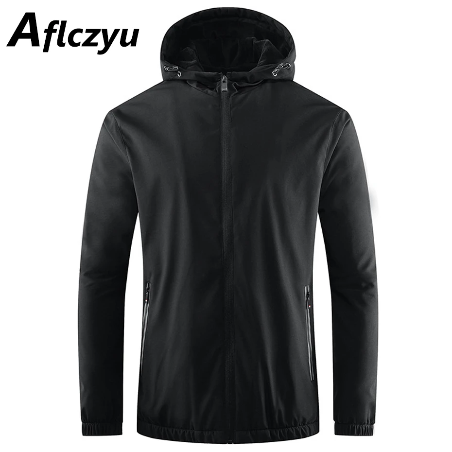 Solid Color Windbreaker Jacket Men Camping Jacket Fashion Casual Waterproof Jackets Coats Male Warm Fleece Coat Outerwear