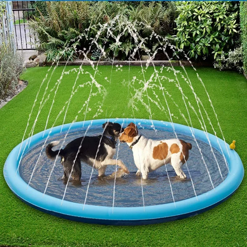 

Pet Sprinkler Cooling Mat Cat and Dog Play Inflatable Spray Mat Swimming Pool Tub Summer Cool Dog Shower Play Rubber Tub