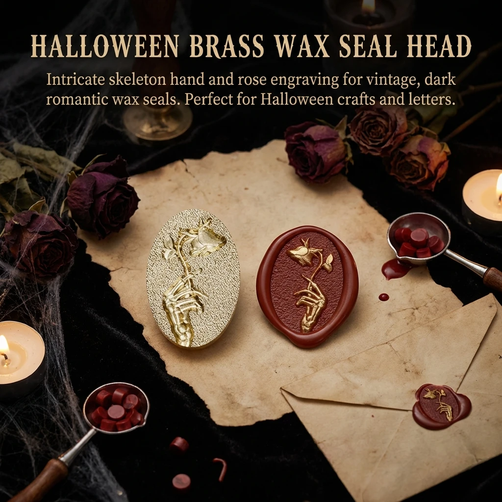 할로윈 황동 왁스 씰 스탬프 수제 각인 씰 헤드 지름 3cm 봉투, 선물 포장, 파티 장