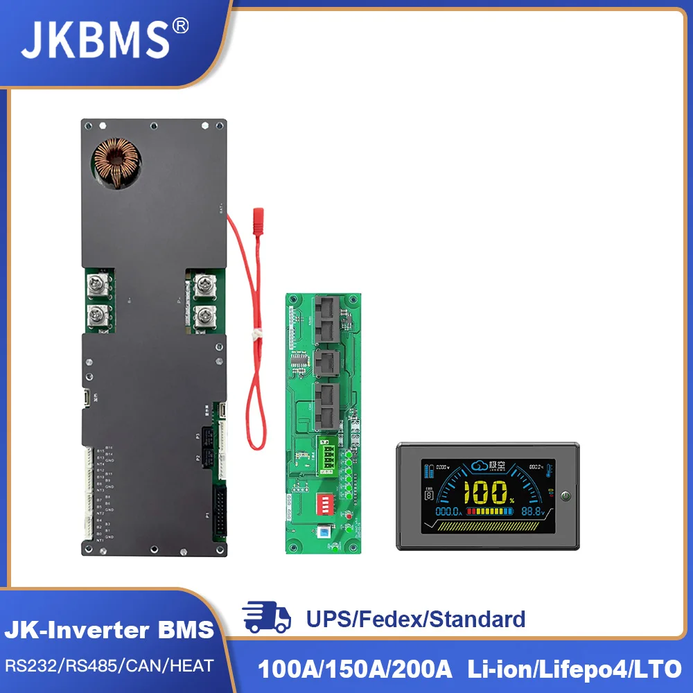 Jkbms Inverter Bms 8S 16S 24V 48V 100A 150A 200A 8S-16S Accumulo Di Energia Familiare Lifepo4/Li-Ion/Lto Per Growatt Deye Ecc Inverter