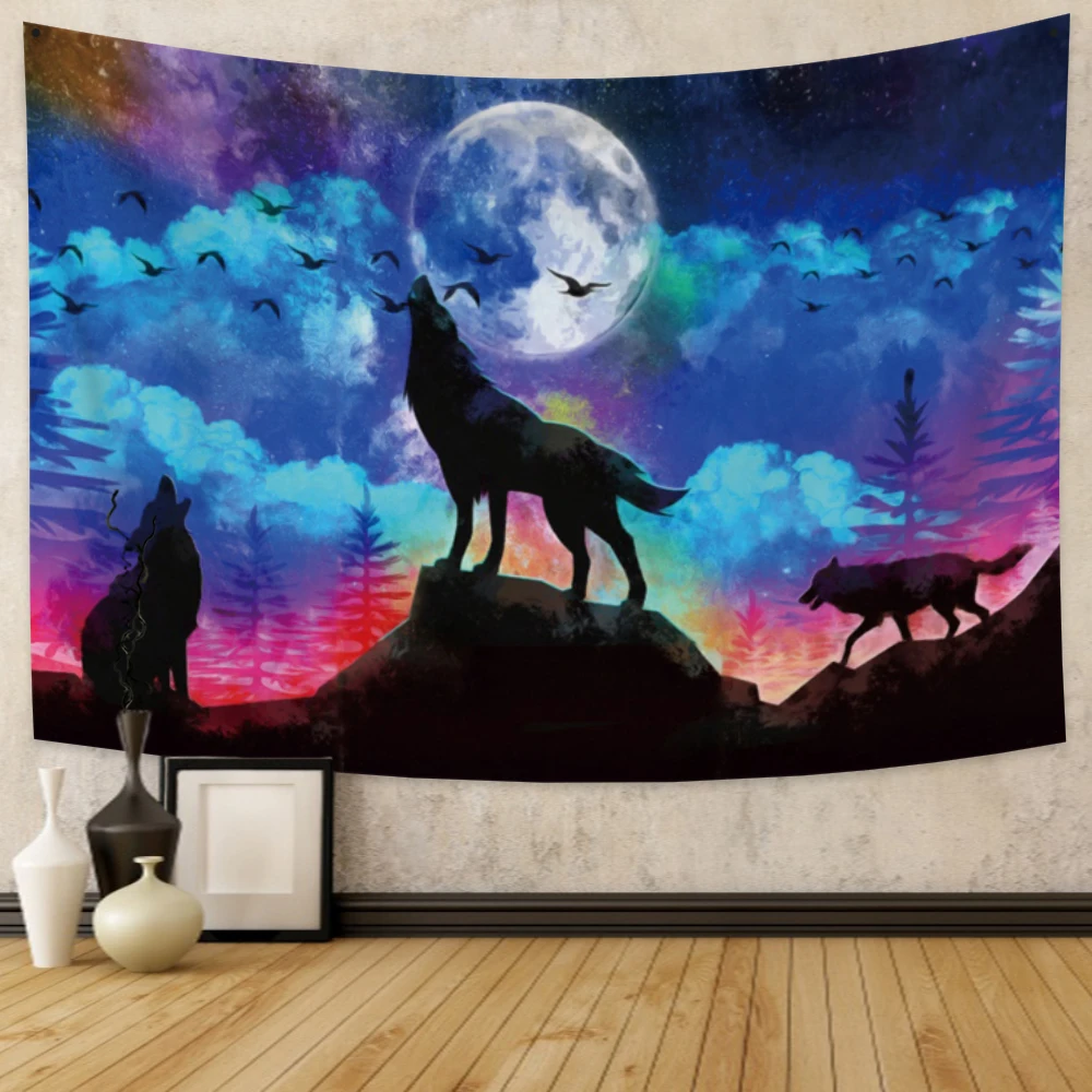 

Aurora Animal Wolf Tapestry Mandala Things To Decorate The Room Tapestries Living Room Wall Canvas Wall Art Tapestries Tapiz