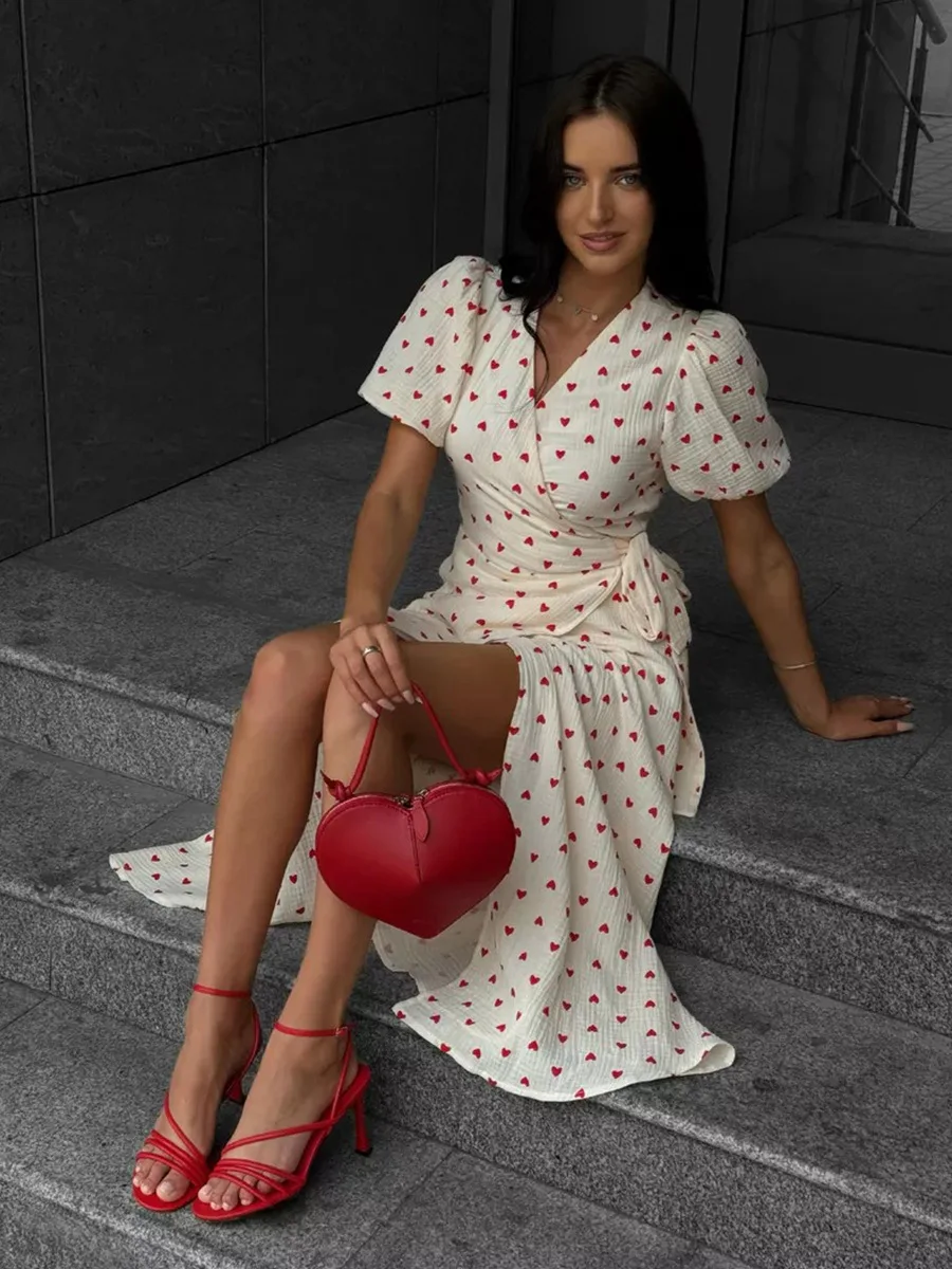 Women's Loose Fit Cotton Blend Maxi Dress with V-Neck & Short Sleeves S2a906a04d5834430a932c8c1f1aa099aX