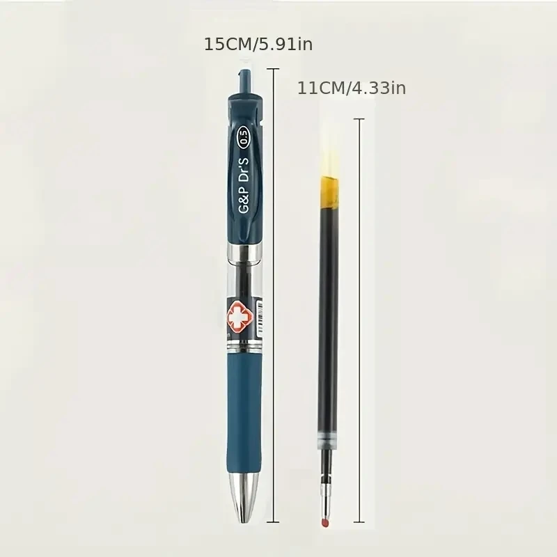 6Pcs 0.5mm Bullet Head Simple Press Type Doctor's Prescription Gel Pen Dark Blue Ink Hospital Signature Pens Stationery Supply 5