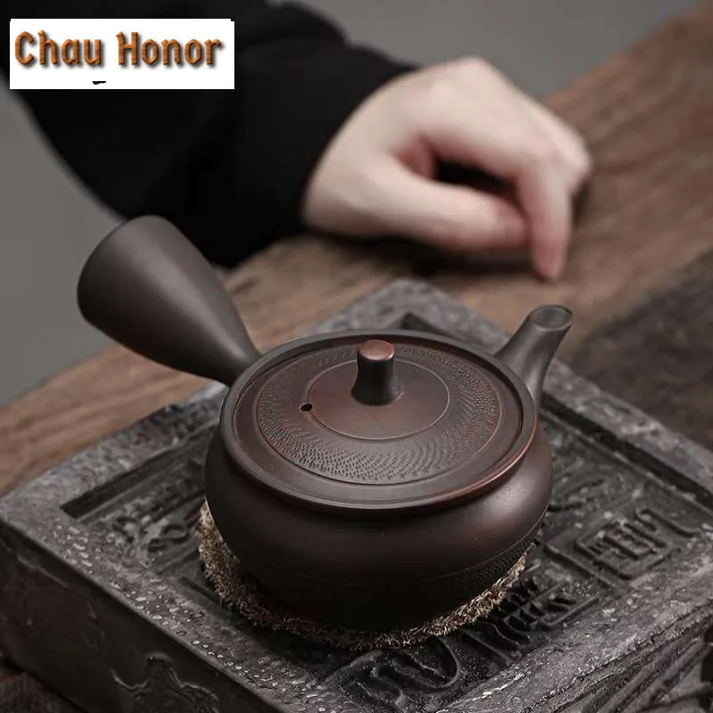 150ml Purple Pottery Side Handle Pot Hand-blind Ceramic Kung Fu Teapot Single Teapot Pu'er Tea Making Kettle Chinese Tea Sets