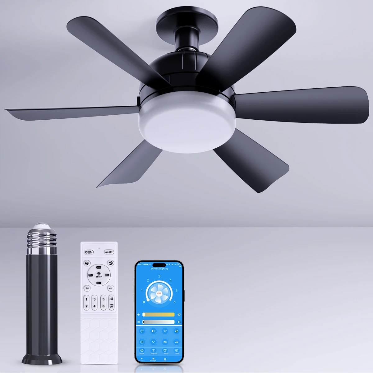 Ventilatore Da Soffitto Con Luci LED E Telecomando | 20'' Basso Profilo | 6 Velocità + Inversione | LUDOMIDE - 4