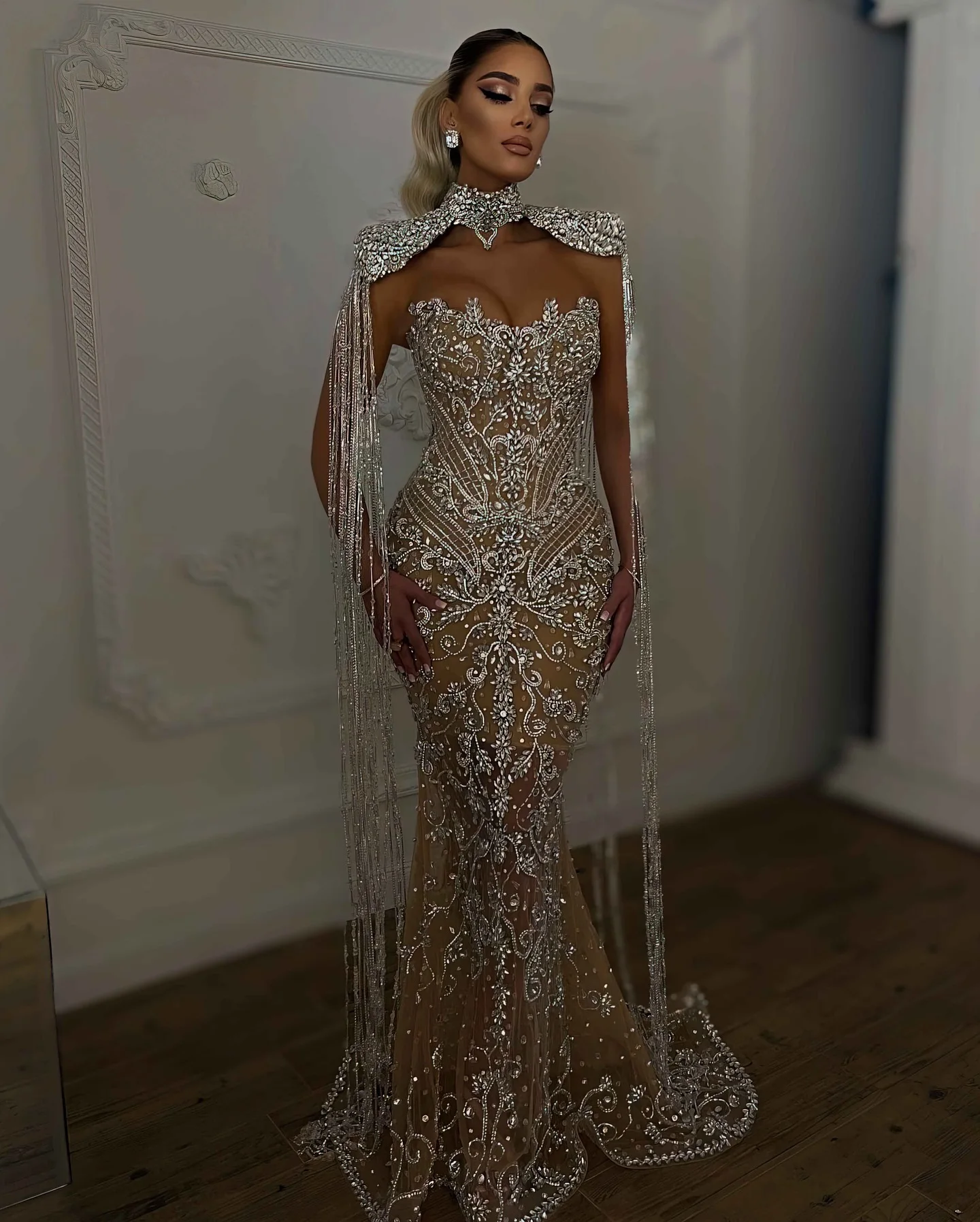 فساتين سهرة بحورية البحر من الخرز الثقيل مع شرابات...