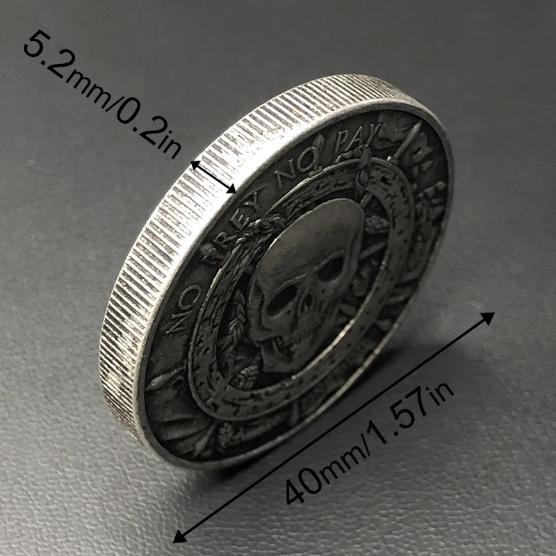 Collectible Coins 40mm Pirates of the Caribbean Medal Lucky Coin Mermaid Whale Sailor Octopus Skull Silver Replica Coins Home Decor