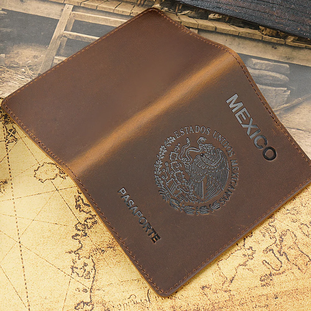 Genuine Leather RFID Travel Passport and Card Holder Wallet