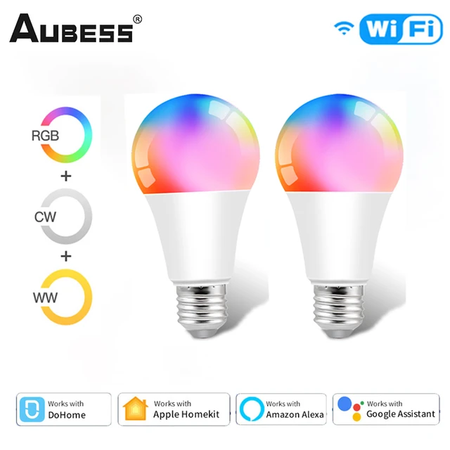 HomeKit-bombilla LED regulable, lámpara inteligente con temporizador, WiFi,  RGB + CW + WW, 110V, 220V, funciona con Alexa, Google, Apple, Siri, 9W, E27  - AliExpress