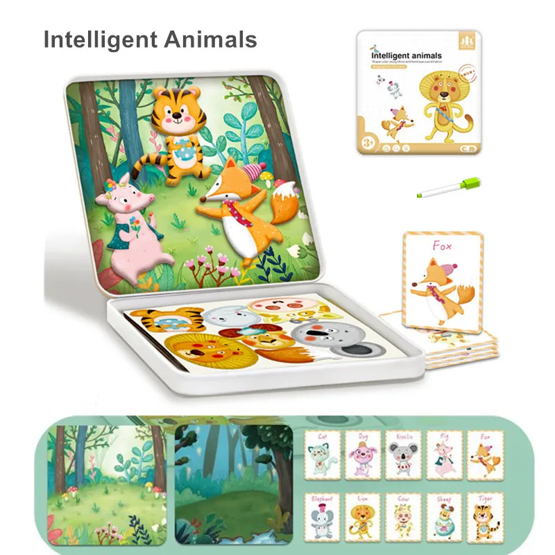 Magnetic Puzzle Book Magnetic Mix and Match Game with Travel Storage Case for Kids puzzle toys magnetic puzzle toys