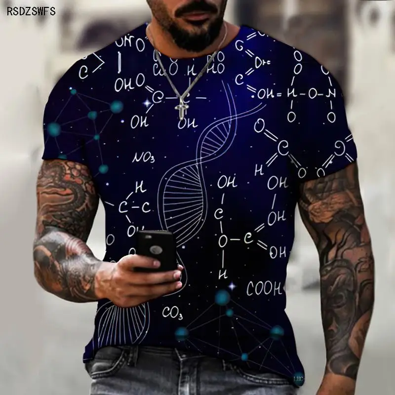 

Men's Shirt Exclusive Design Scientific Formula 3D Printing Printing Trendy Brand Blouse Round Neck T-shirt Fashion Oversize 5XL