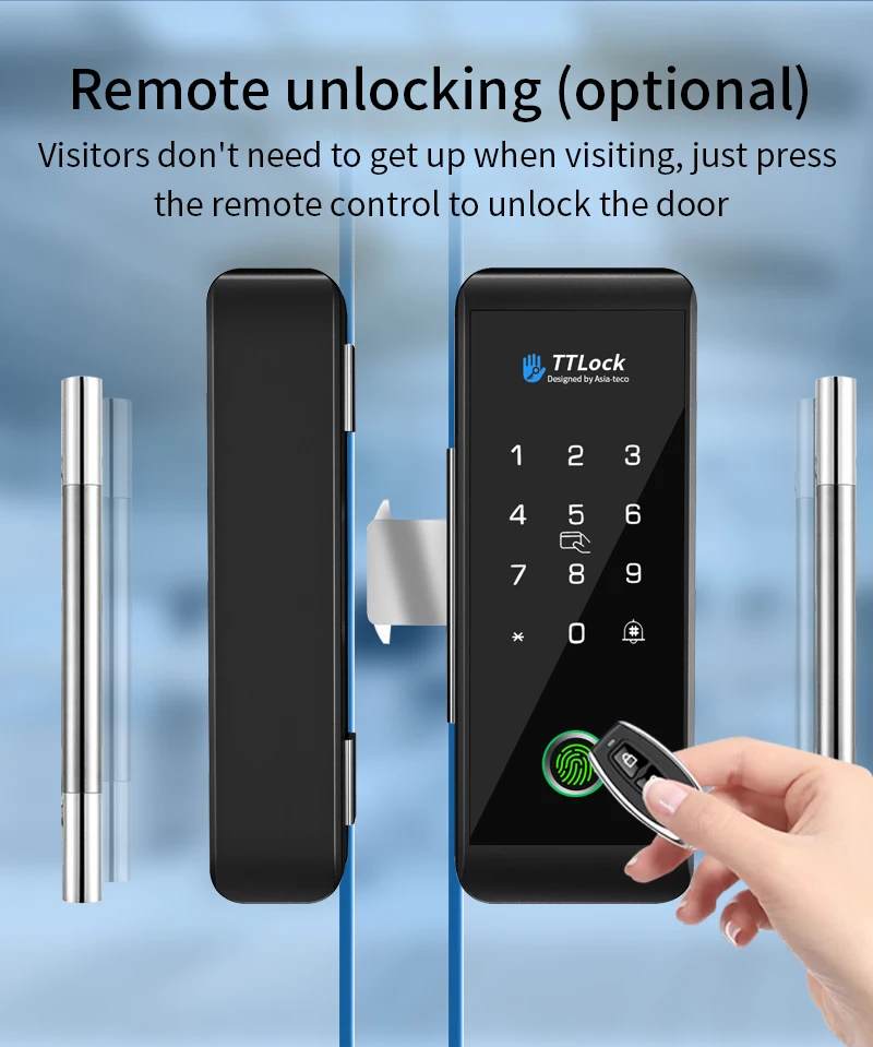Ttlock APP Wooden Glass Door Lock Bluetooth Remote Unlock Fingerprint App Card P