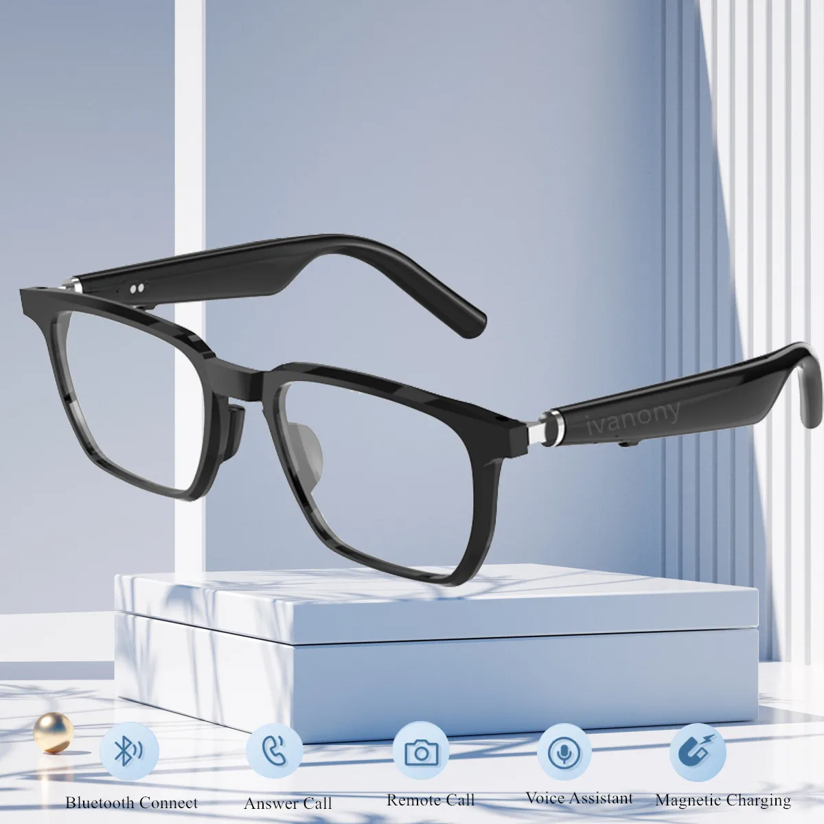 Smart Glasses AI Translator Rreal Time Language Translation Answer Call Music Listen Voie Assistant Anti Blue Light Smartglasses