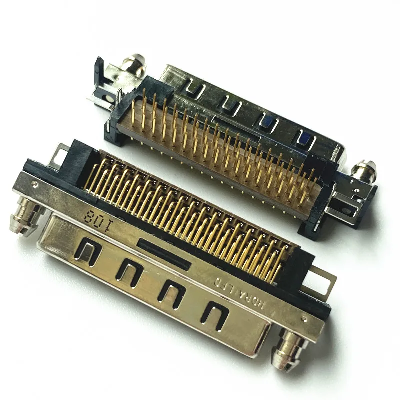 VHDCI68 Single-layer Female Adapter 90 Degree Plug-in Female Connector Description Image.This Product Can Be Found With The Tag Names 68 vhdci connector, Degree scsi connector, Male scsi connectors, Scsi cable adapters, Vhdci male connector