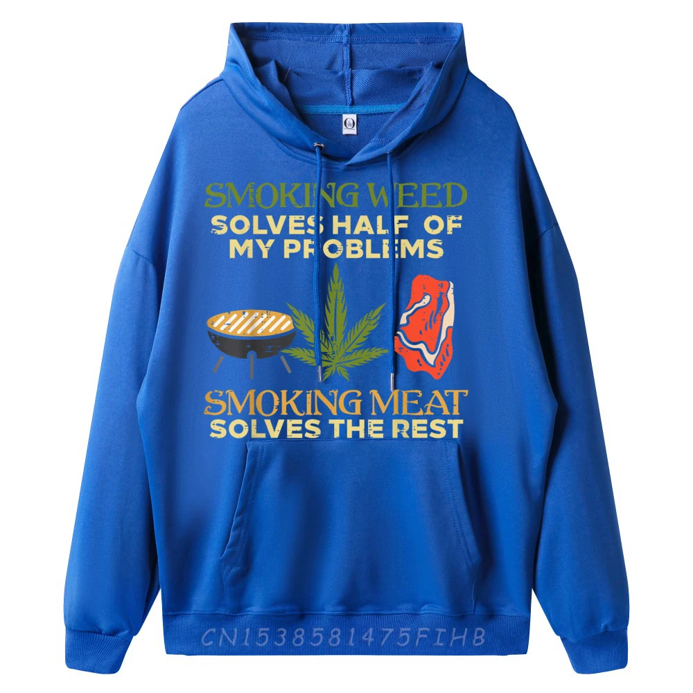 Hoodies Sweatshirt Grilling Solves Half Problems Meat Thanksgiving Day long Sleeve Crew Neck Male Hoodies Printing Loose Grilling Solves Half Problems Meat Funny Bbq Barbecue Men cailan