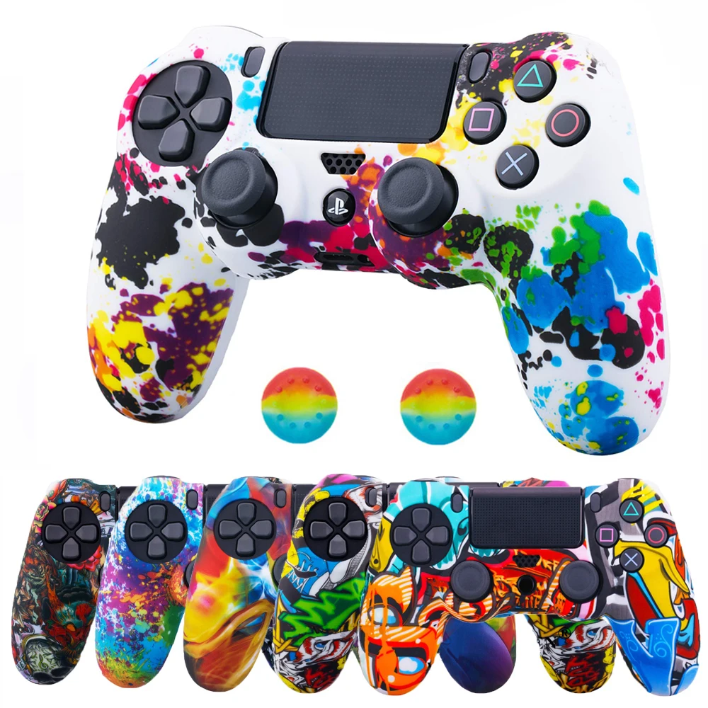 

ZOMTOP Water Transfer Printing Camouflage Silicone Cover Skin Case for Sony PS4/slim/Pro Dualshock 4 Controller Accessories