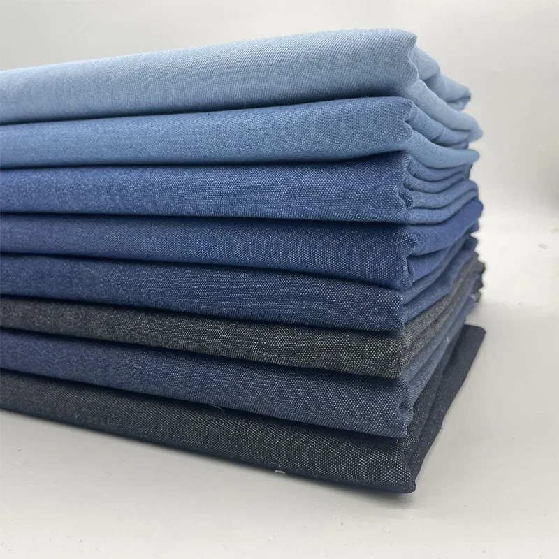 Washed Cotton Polyester Denim Fabric for Jackets And Pants Twill Wear-resistant Winter Heavy-duty Blue Jeans Material