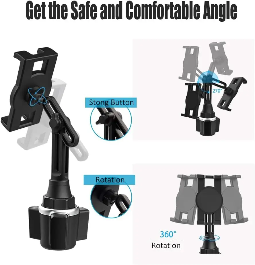 Cup Holder Tablet Mount 360&deg; Rotation Universal Cupholder Tablet Car Mount with Adjustable Arm for 4-13" Devices Tablets