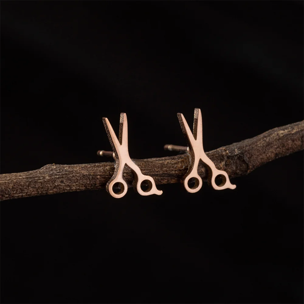 Shuangshuo 1 Paar Edelstahl-Ohrringe, Unqieu, modische scherenförmige Ohrstecker für Frauen, Punk-Schmuck, Accessoire, Geschenk – Detail 10