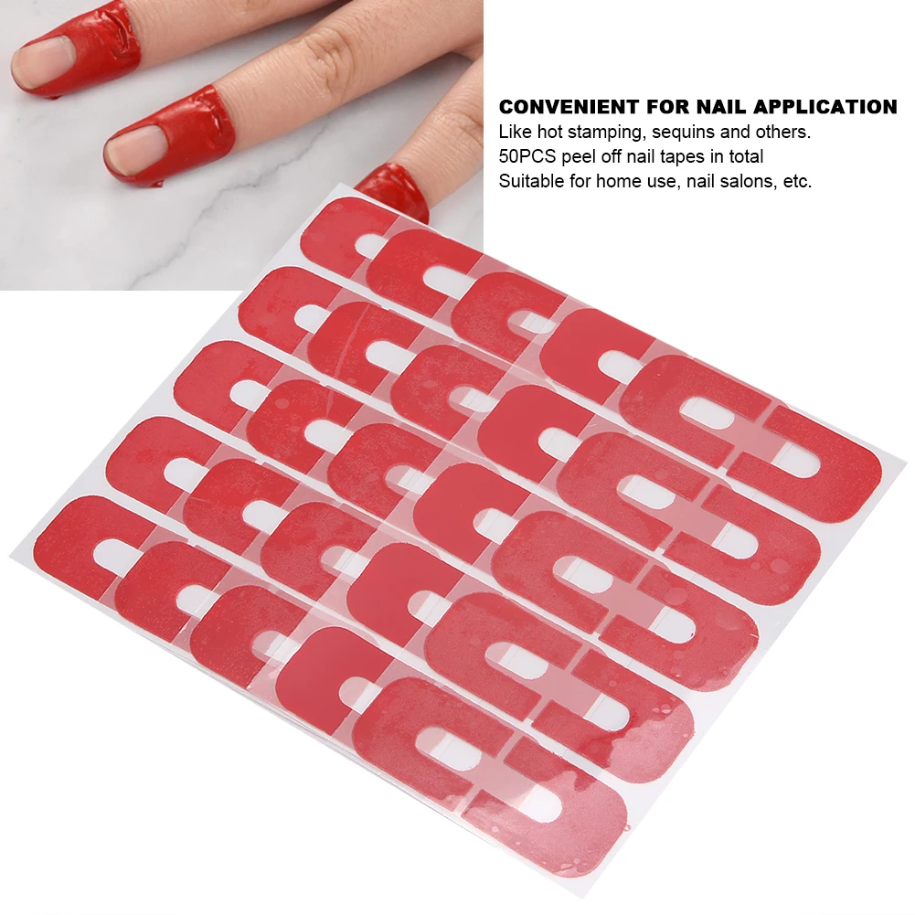 50Pcs U 모양 껍질 벗기기 네일 테이프 피부 장벽 유출 방지 스티커 네일 아트 보호기 커버 네일 스티커 네일 아트 매니큐어 도구