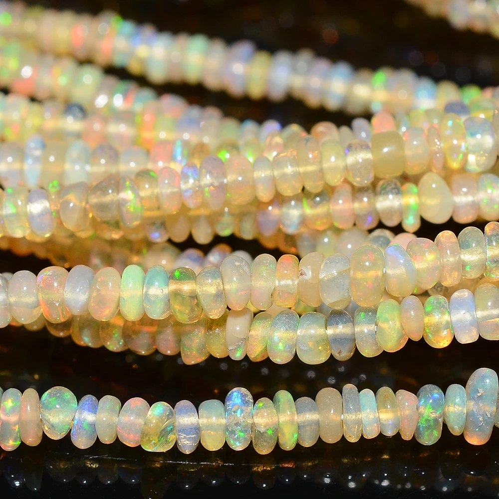 Yellow Opal 2mm Micro Rondelle Beads, Opal Micro Cut Yellow