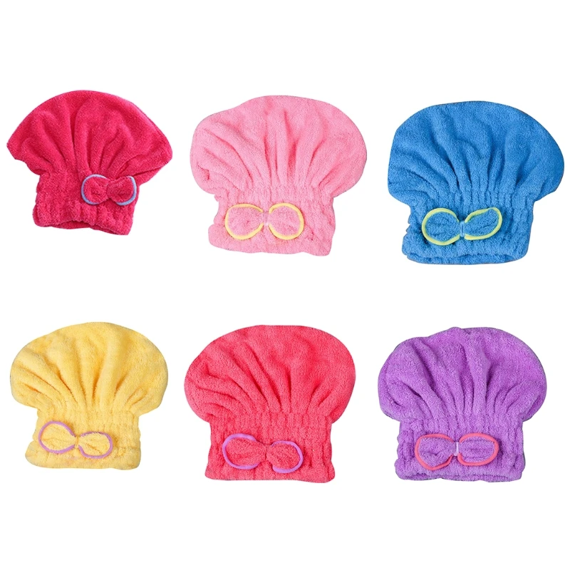

Microfiber Quick Hair Drying Cap Bowknot Super Absorbent Turban for Head Wrap Towel Bath Shower Hat for Women Girls