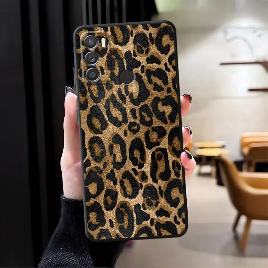 Leopard Print Black Soft Phone Cover Case