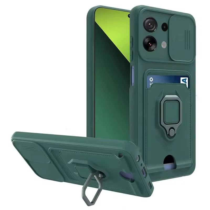 Slide Camera Card Slot Shockproof Luxury Armour TPU Phone Case