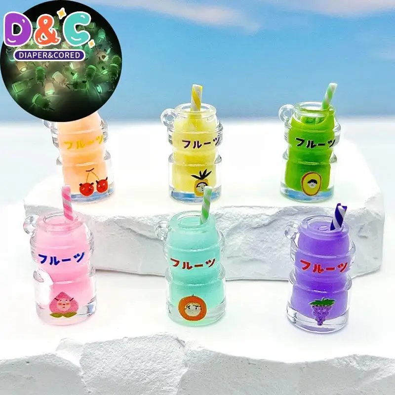 

2Pcs Dollhouse Decoration Mini Luminous Dopamine Milk Cup Model DIY Keychain Bag Earrings Pendant Kids Pretend Play Toys