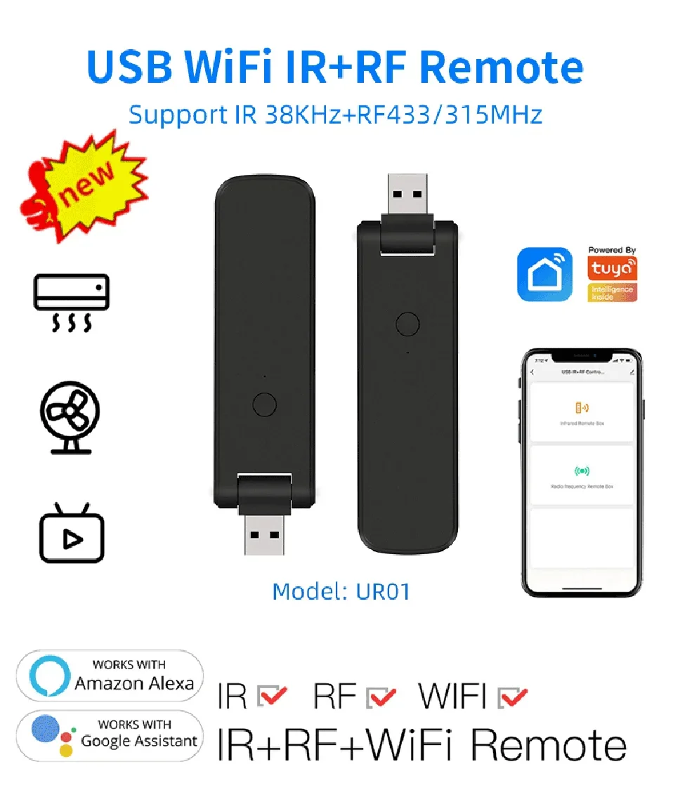 Description Picture 2 of itemTuya Smart RF IR Remote Control WiFi USB Power Smart Home for Air Conditioner TV LG TV Support Alexa,Google Home