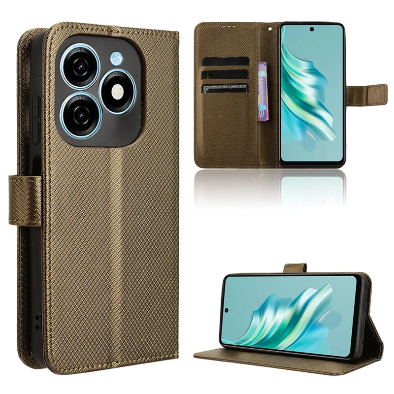 Per Infinix Smart8 Pro X6525B Luxury Flip Diamond Pattern Skin Pu Leather Wallet Lanyard Cover Per Infinix Smart8 Pro Phone Bags