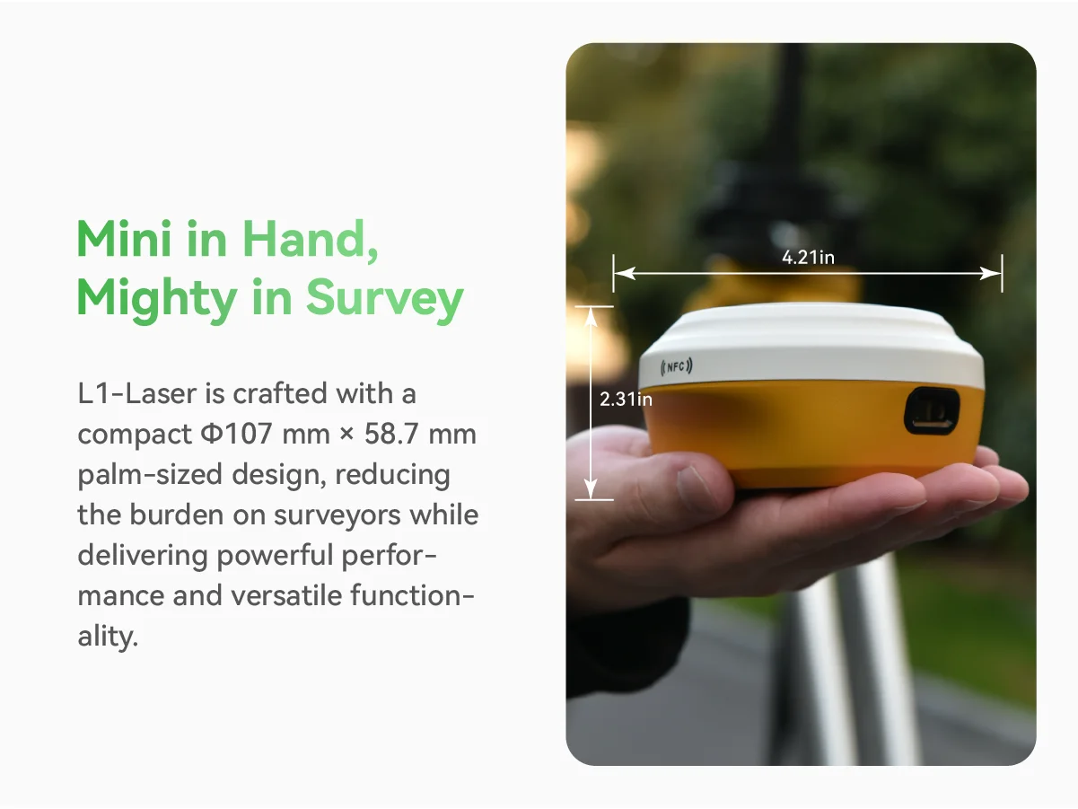 SingularXYZ L1 Laser GNSS Receiver High Accuracy Lightweight 1 Year Warranty Sof