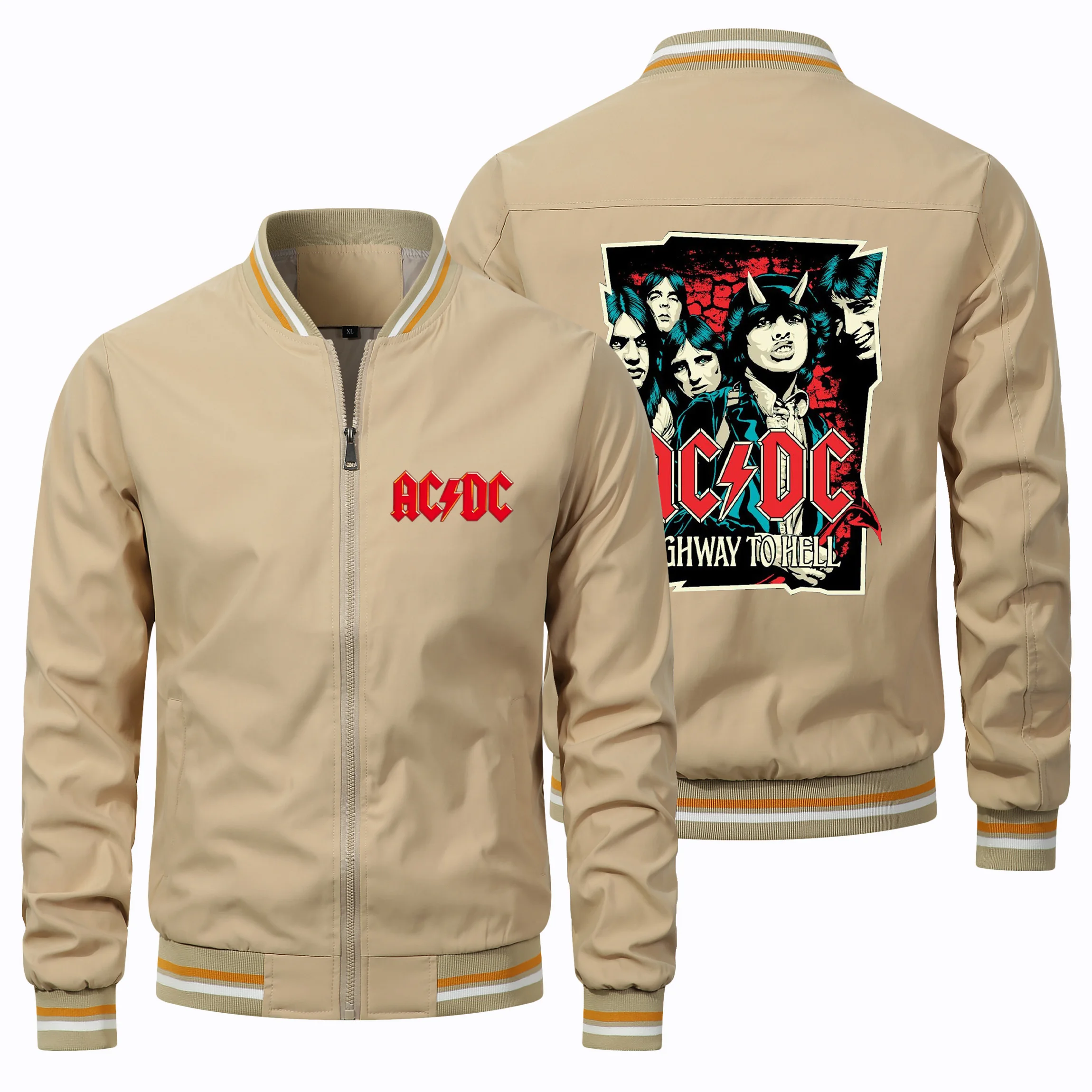 2024 Spring and Autumn New Product ACDC Printed Jackets Large Hardman Pilot Zipper Top Jackets Casual Fashion Workwear