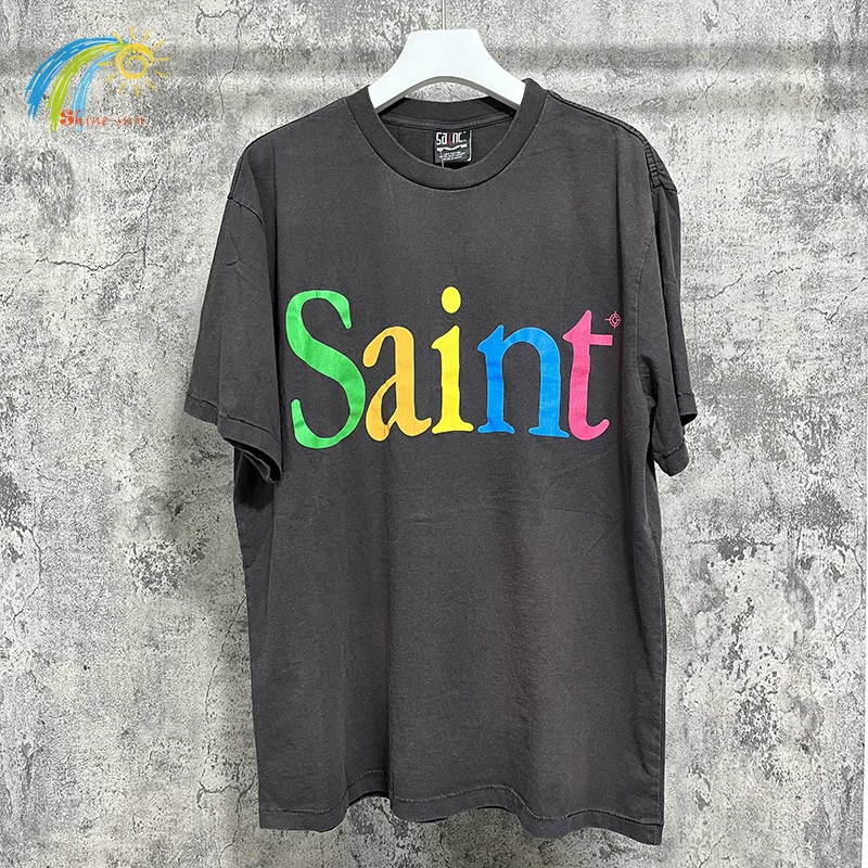 SAINT カラフルロゴ Tシャツ Mサイズ グレー Saint Mxxxxxx (セントマイケル) SS TEE COLORFUL SAINT SM-YS8