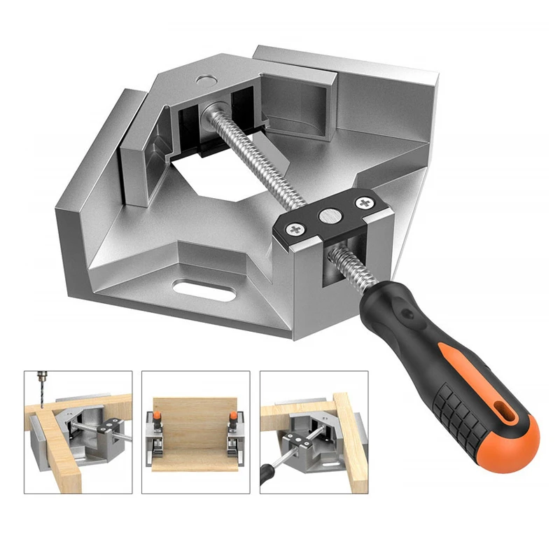 

F50 Aluminum Alloy 90° Right Angle Metal Welding Clamp Single Handle Adjustable Carpentry Picture Frame Fixing Clip Woodworking