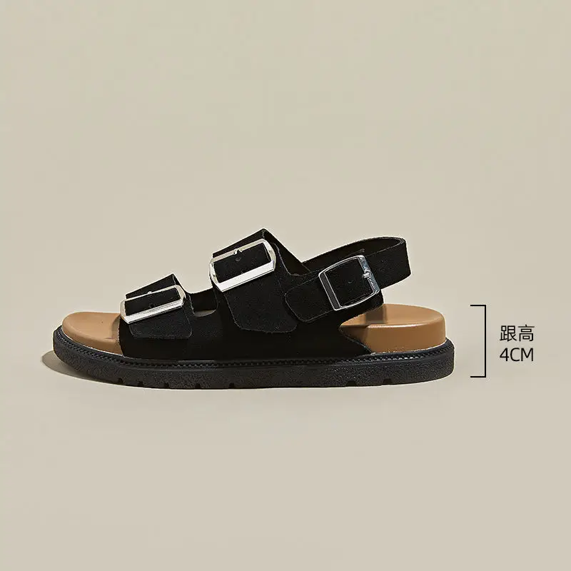 Women's Thick-Soled 2024 Summer New Versatile Retro Roman Sandals Outdoor Beach Shoes