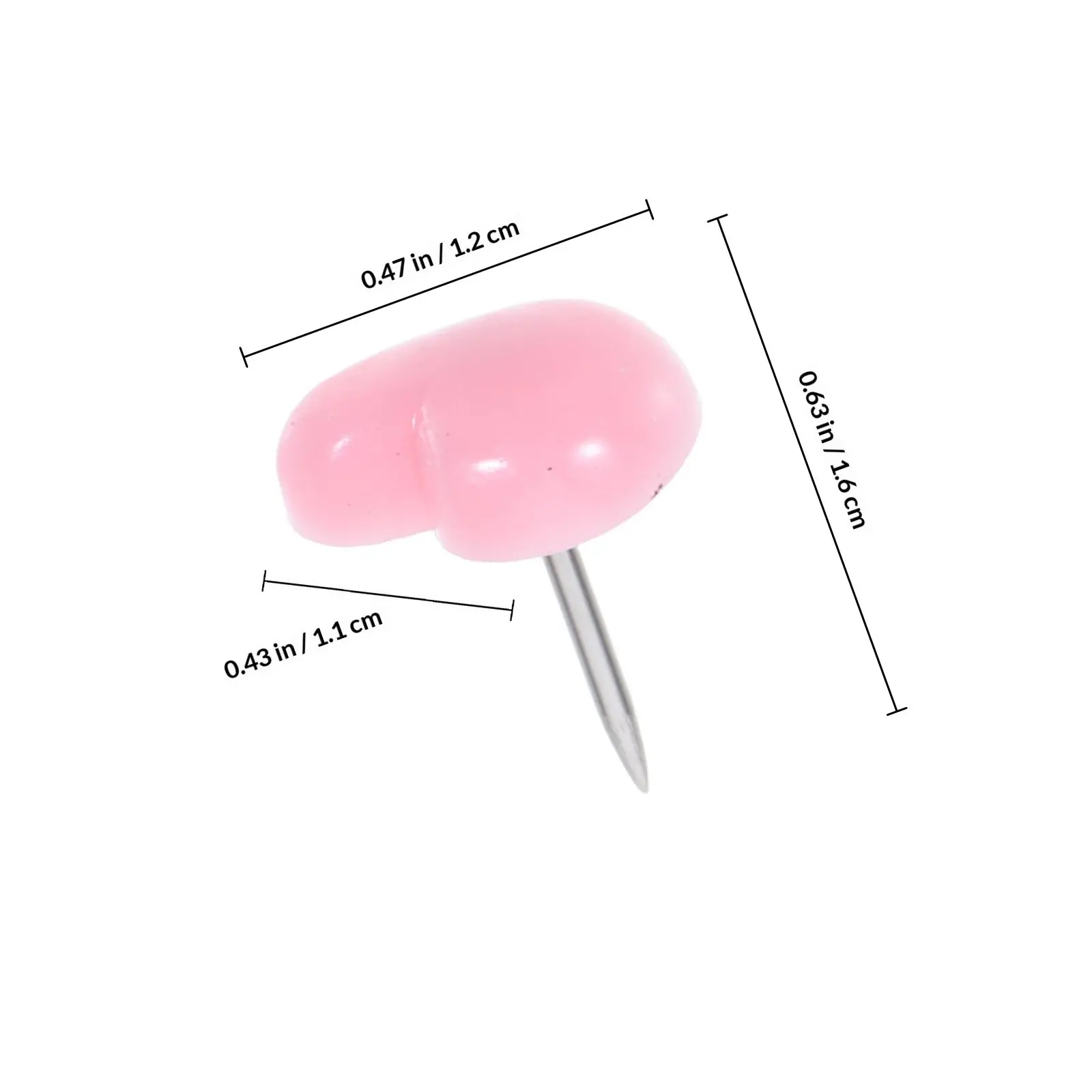50개 하트 모양 푸시핀 장 압정 코르크보드 게시판 사무실 가정용 귀여운 플랫 헤드 지도 표시용