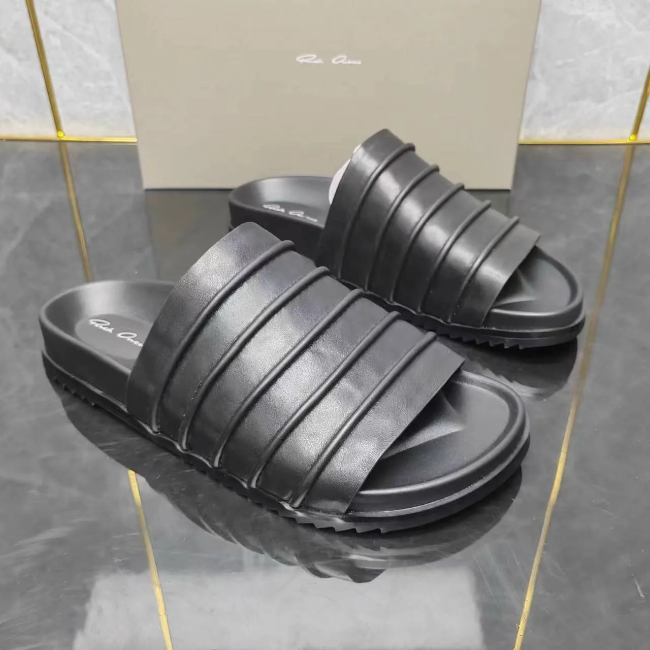 Rick shoes leather comfortable soft-soled indoor and outdoor slippers simple and high-end drag hand-customized
